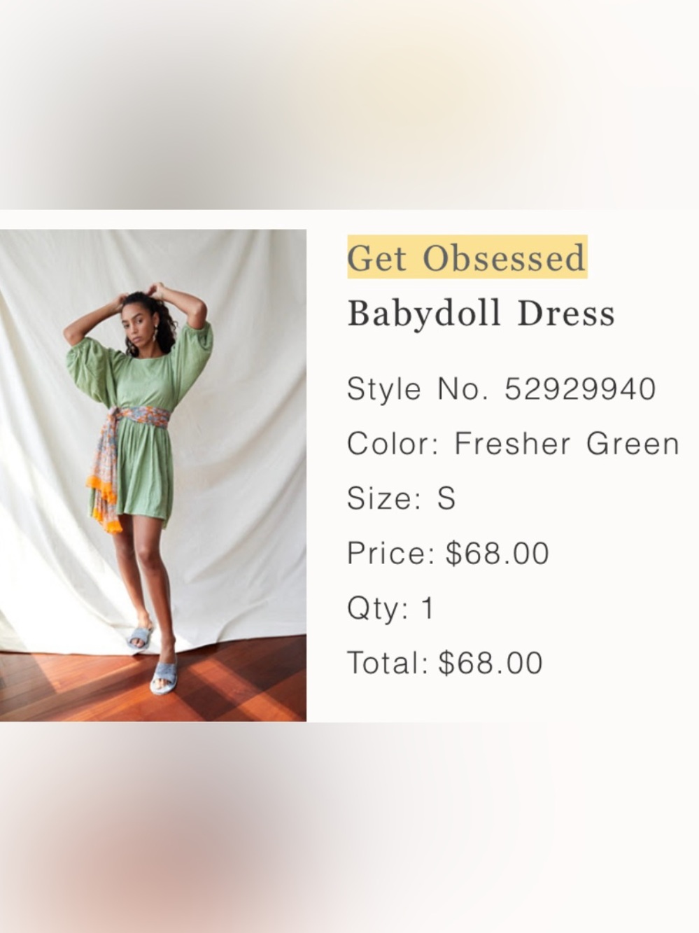 Free People Beach Get Obsessed Babydoll Dress - Fresher Green